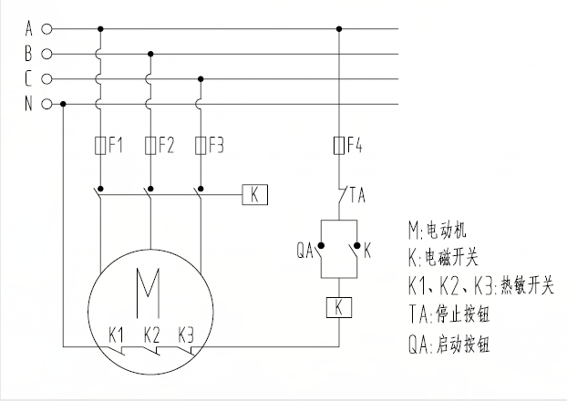 皖南電機：熱敏開關(guān)控制保護原理圖